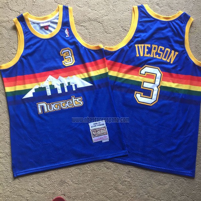 Camiseta Denver Nuggets Allen Iverson NO 3 Hardwood Classics 2006-07 Azul
